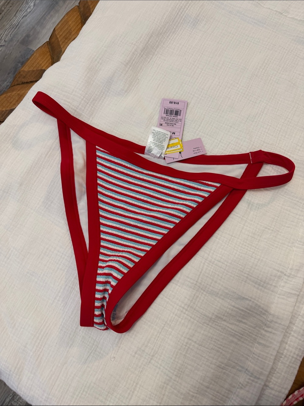 wild fable Red Trim Multicolor Striped Bikini Bottoms